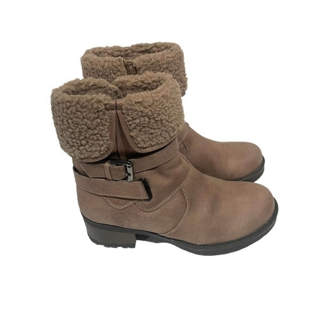 WHITE MOUNTAIN Bandwagon stone ankle fur lined heeled boots size 6.5